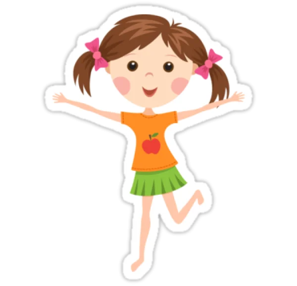 Happy Cartoon Girl Sticker PNG