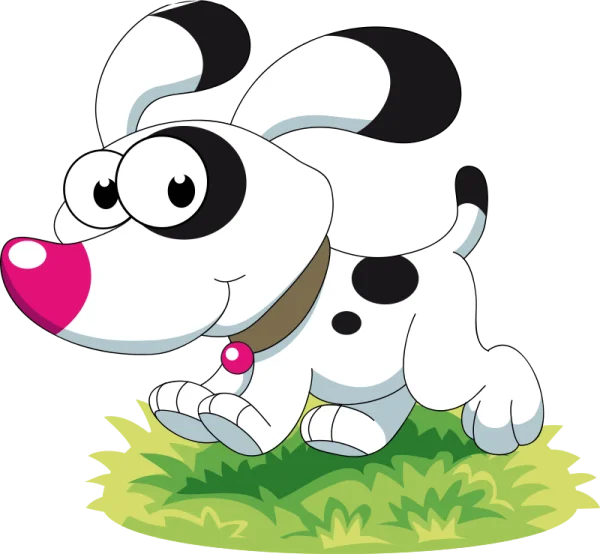 Cute Cartoon Dog on Grass PNG Transparent Background