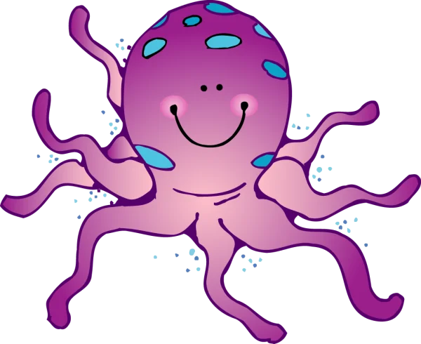 Smiling Purple Octopus Transparent PNG