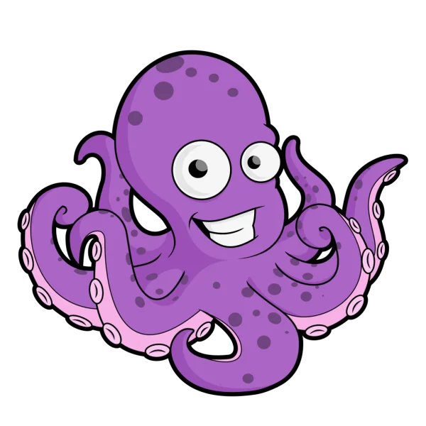 Cute Purple Cartoon Octopus PNG Transparent Background