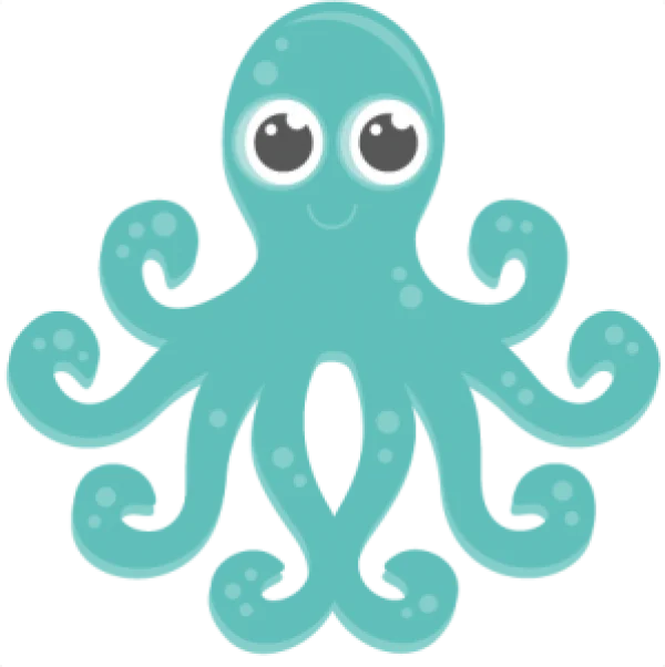 Cute Teal Octopus Cartoon PNG Transparent