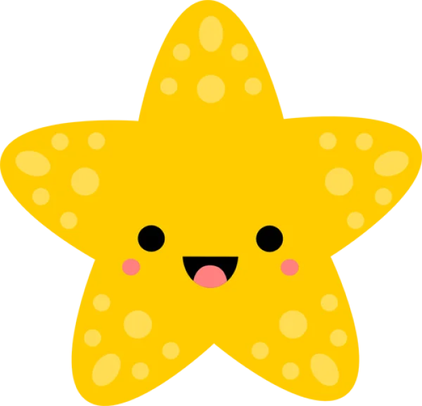 Cute Yellow Starfish PNG Transparent Background