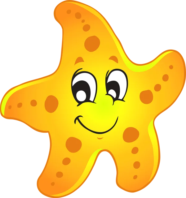 Happy Yellow Cartoon Starfish PNG