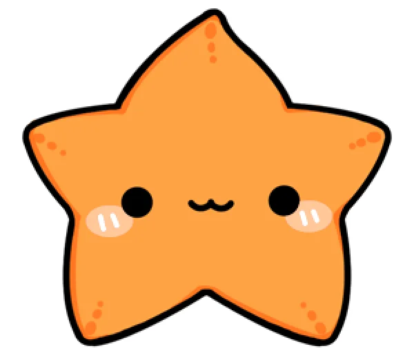 Cute Kawaii Orange Star Sticker PNG Transparent