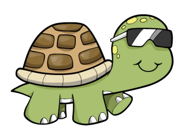 Cool Cartoon Turtle with Sunglasses PNG