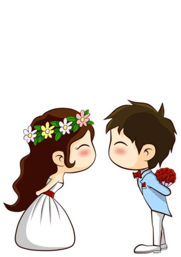 Cute Cartoon Wedding Couple PNG