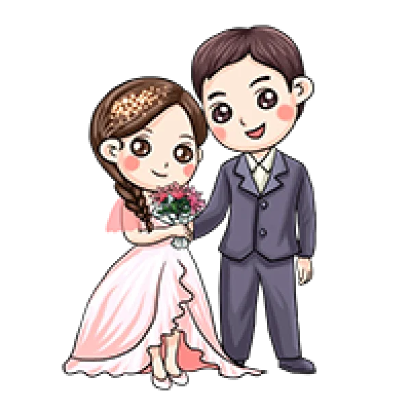Cute Cartoon Wedding Couple PNG Transparent Background