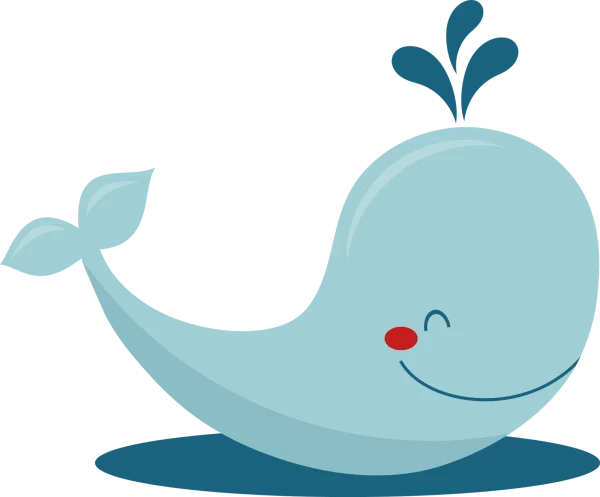 Cute Cartoon Whale with Spout PNG Transparent Background
