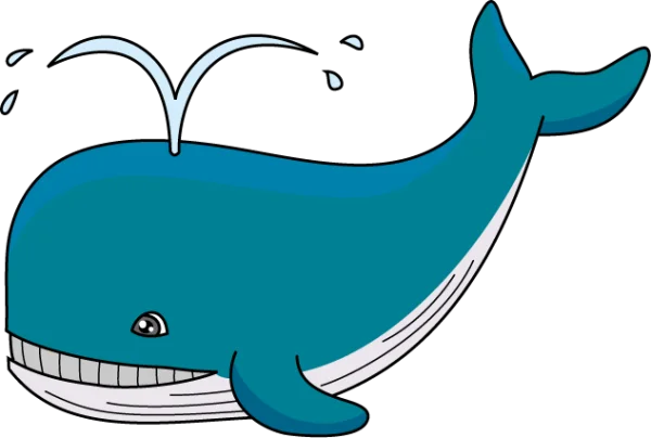 Cute Cartoon Whale Spouting Water PNG