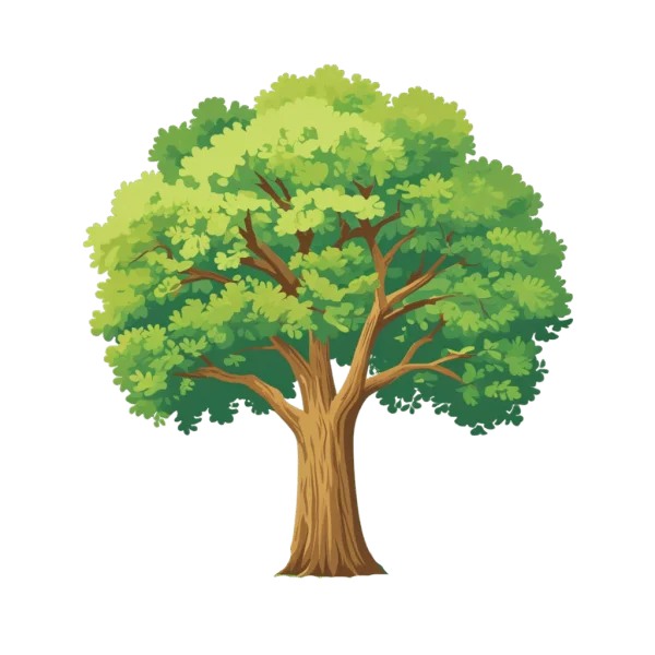 Illustrated Green Tree PNG Transparent Background