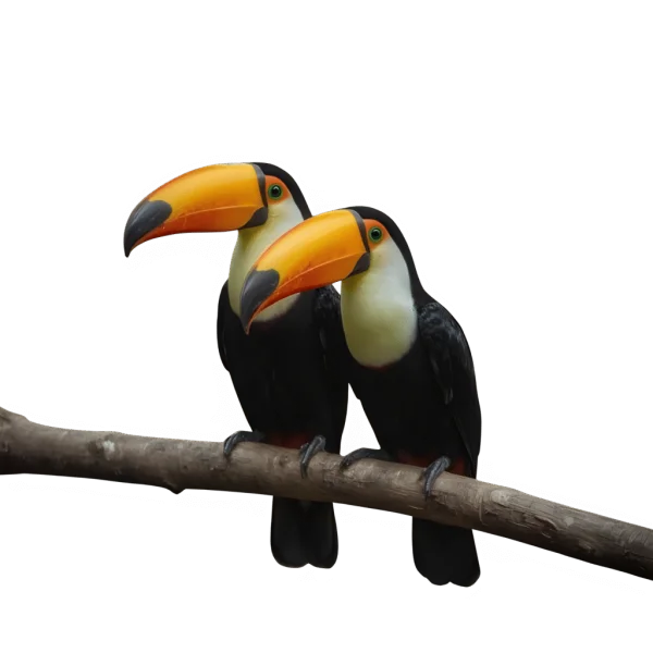 Two Toucans on Branch Transparent Background