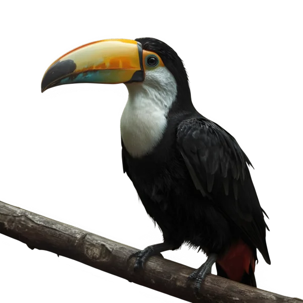 Colorful Toucan Perched on Branch PNG