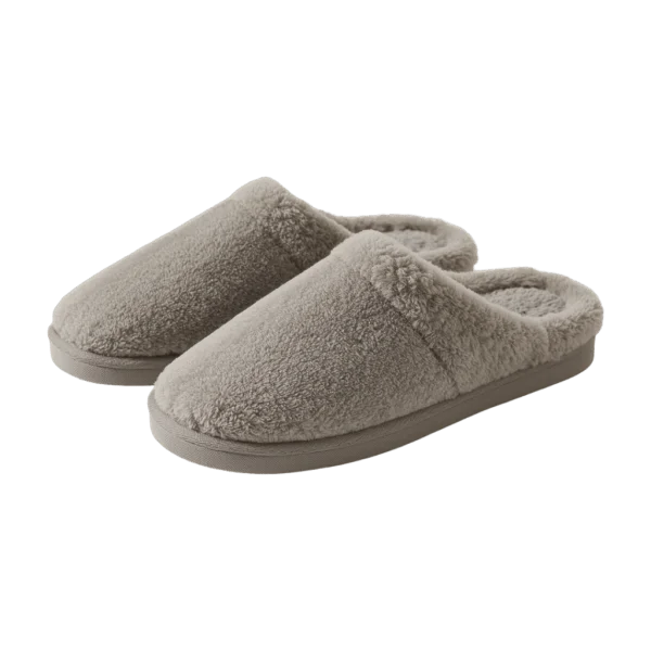 Cozy Grey Fluffy Slippers PNG Transparent Background