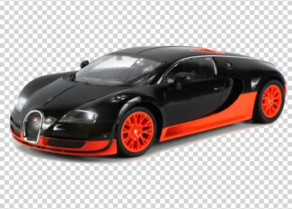 Black and Orange Bugatti Toy Car PNG Transparent Background