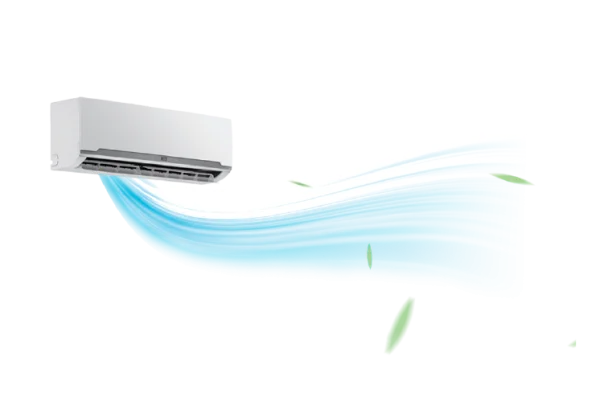 Air Conditioner Blowing Cool Air with Leaves PNG