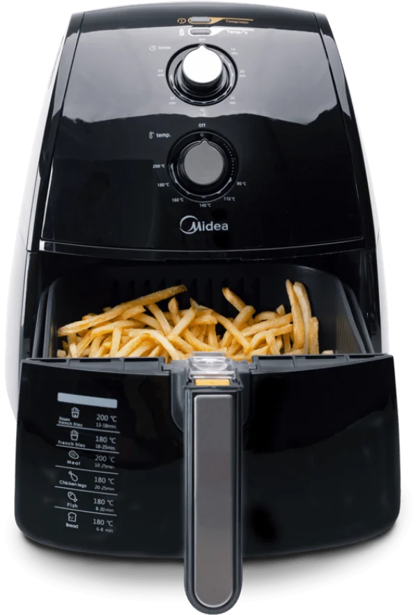 Midea Air Fryer with French Fries PNG Transparent Background