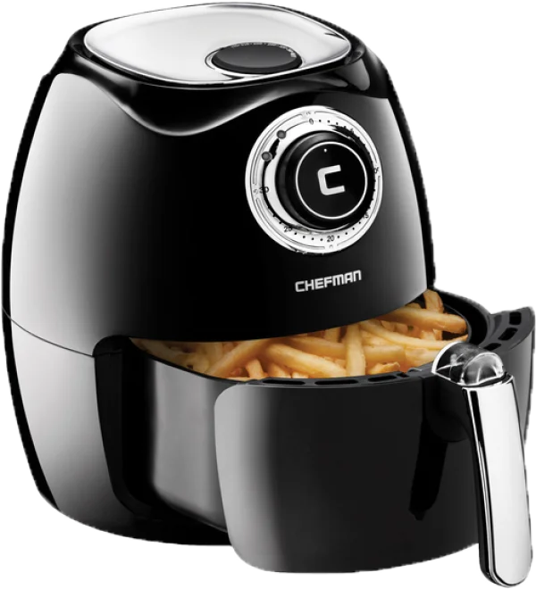 Black Chefman Air Fryer with French Fries PNG
