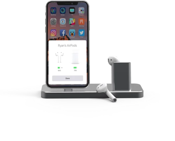 iPhone Displaying AirPods Battery Status PNG Transparent