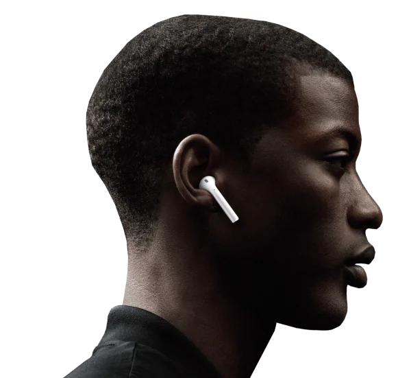 Man Wearing Wireless Earbud PNG Transparent