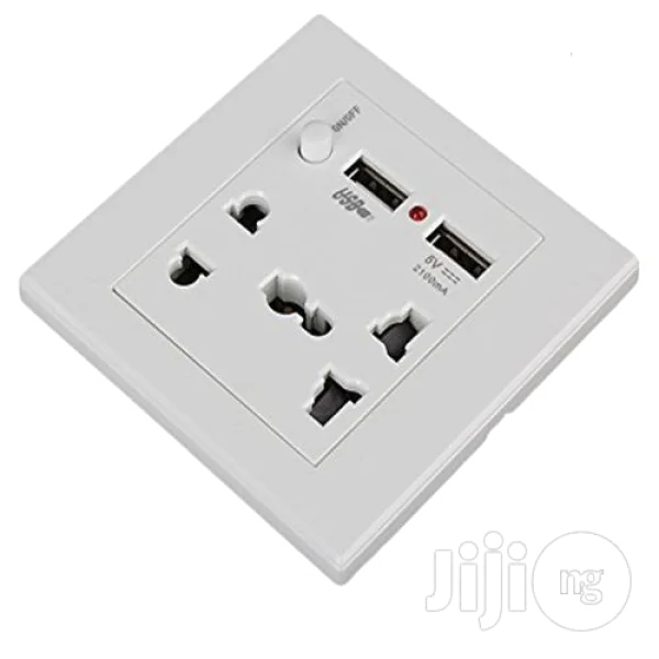 Universal Wall Socket with USB Ports PNG