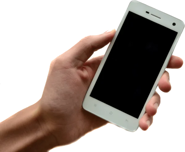 Hand Holding White Smartphone PNG Transparent Background