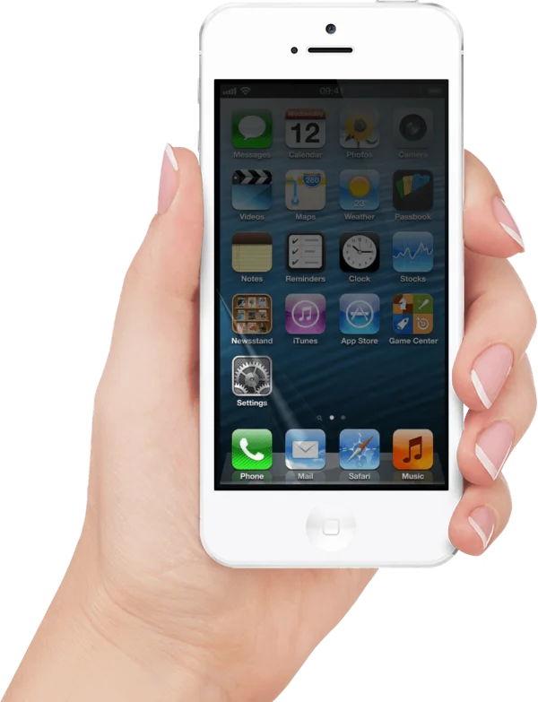 White iPhone Held in Hand PNG Transparent