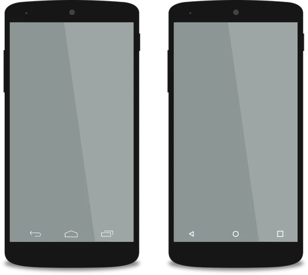 Two Android Smartphone Mockups with Different Navigation Bars