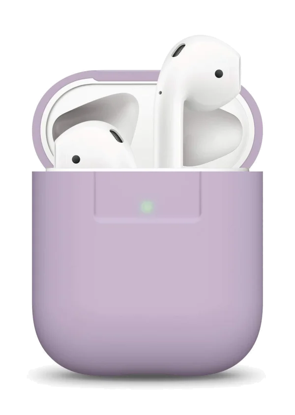 Lavender AirPods Case with Earbuds PNG Transparent