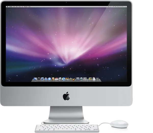 Apple iMac Computer with Keyboard and Mouse PNG Transparent