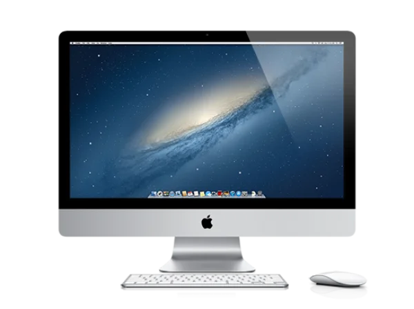 iMac Desktop Computer with Keyboard and Mouse PNG Transparent Background
