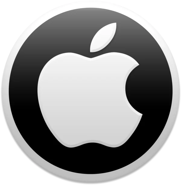 Apple Logo Black Circle PNG Transparent Background