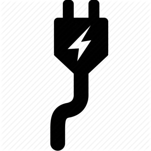 Power Plug Icon with Lightning Bolt PNG