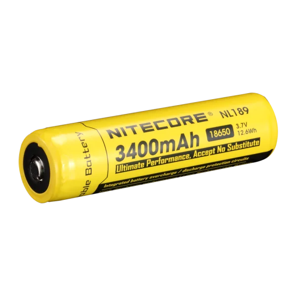 Yellow Nitecore 18650 Rechargeable Battery PNG