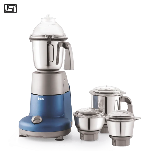 Blue and Grey Mixer Grinder with Jars PNG Transparent Background