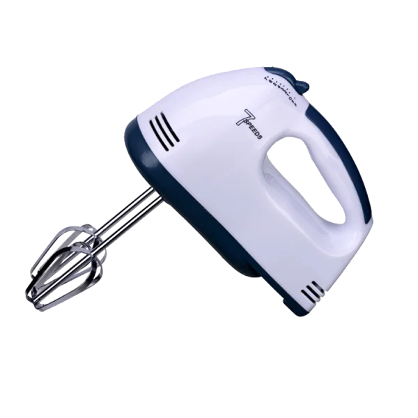 White and Blue Electric Hand Mixer PNG Transparent Background