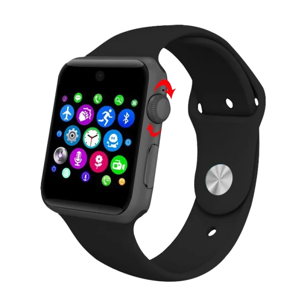 Black Smartwatch with App Display PNG