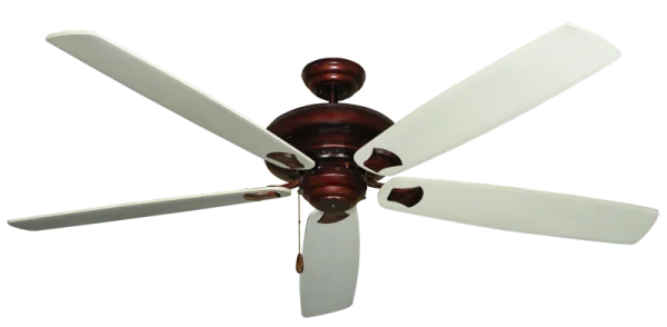 Classic Brown Ceiling Fan with White Blades PNG Transparent Background
