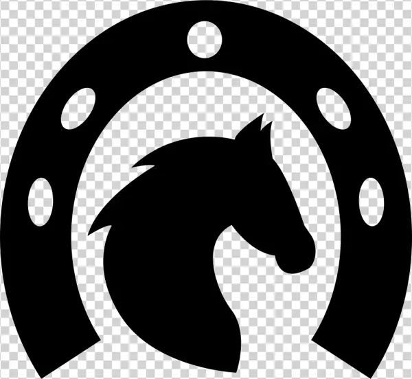 Horse Head in Horseshoe Logo PNG Transparent