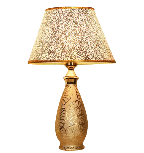 Elegant Golden Table Lamp PNG Transparent Background