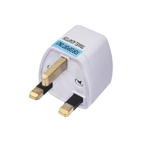 White UK Travel Adaptor Plug PNG Transparent Background