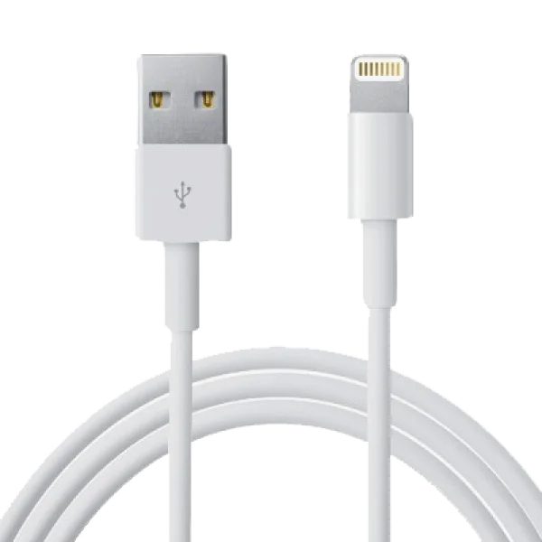White USB Lightning Cable PNG Transparent Background