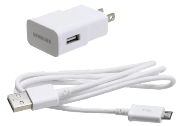 Samsung Phone Charger and USB Cable PNG Transparent