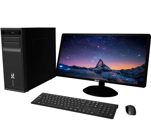 ICTS Black Desktop Computer Setup PNG Transparent