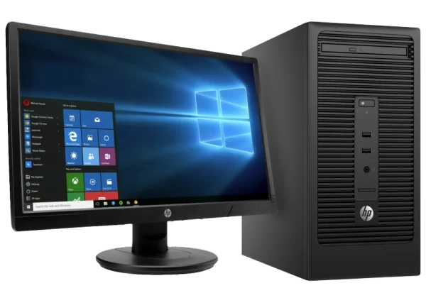 HP Desktop Computer and Monitor PNG Transparent Background