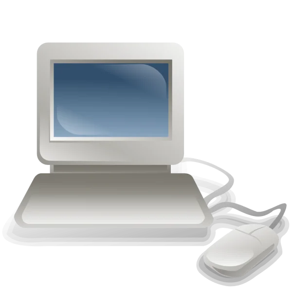Retro Desktop Computer Setup with Mouse PNG Transparent