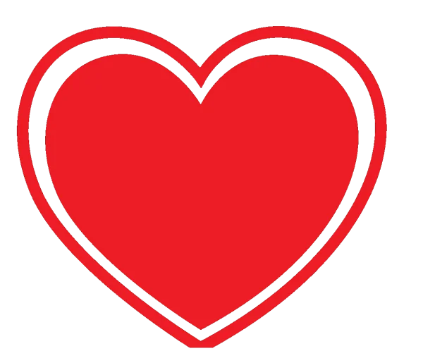 Red Heart with Black Outline PNG Transparent