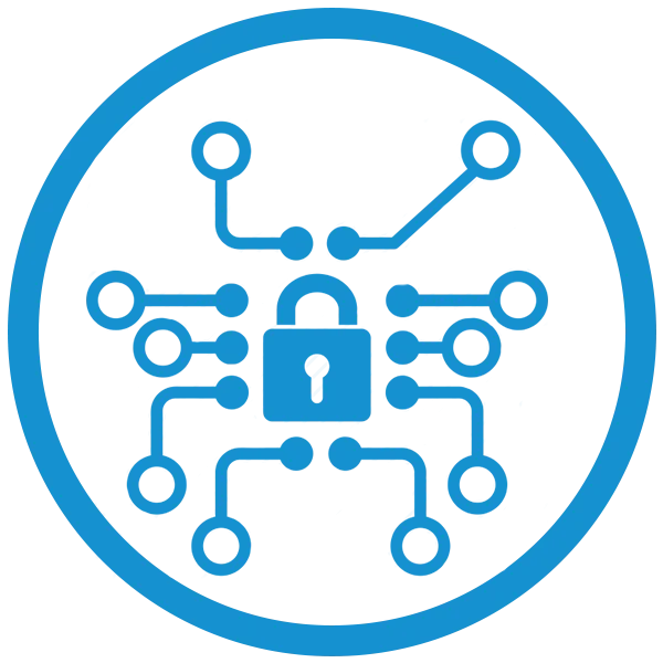 Blue Digital Security Circuit Board Icon