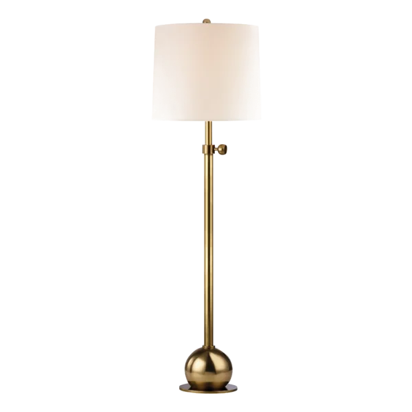 Modern Brass Floor Lamp with White Shade PNG