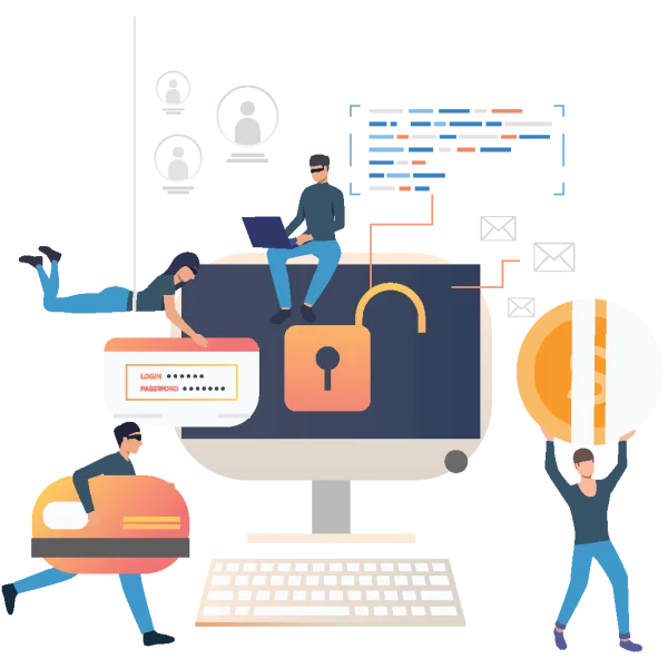 Data Breach and Hacking Illustration Transparent Background