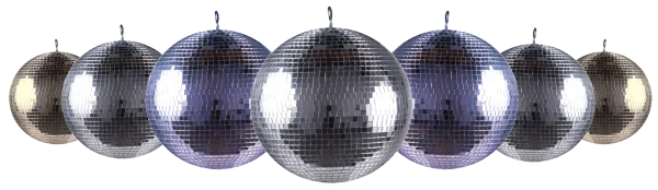 Silver Disco Balls Row PNG Transparent Background